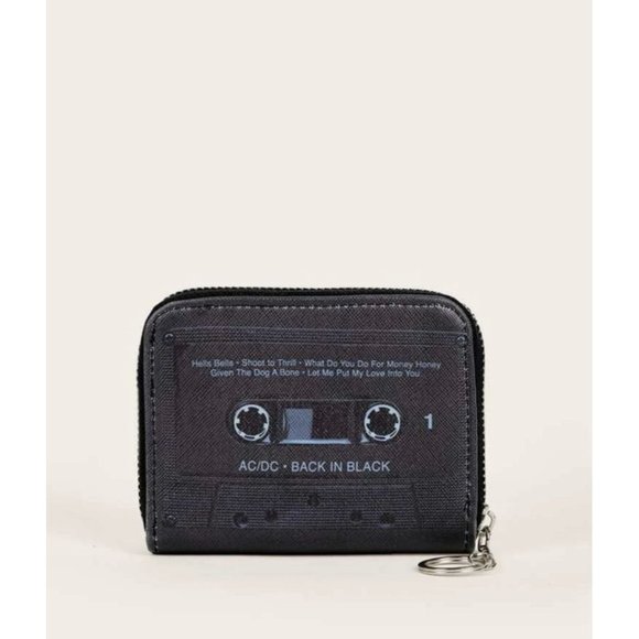 AC/DC Black Cassette Keychain Coin Purse Wallet NEW - Picture 1 of 4